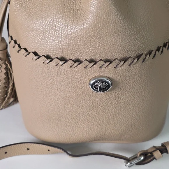 Coach Lora Bucket Bag with Whipstitch Detail in a light taupe - Picture 14 of 16